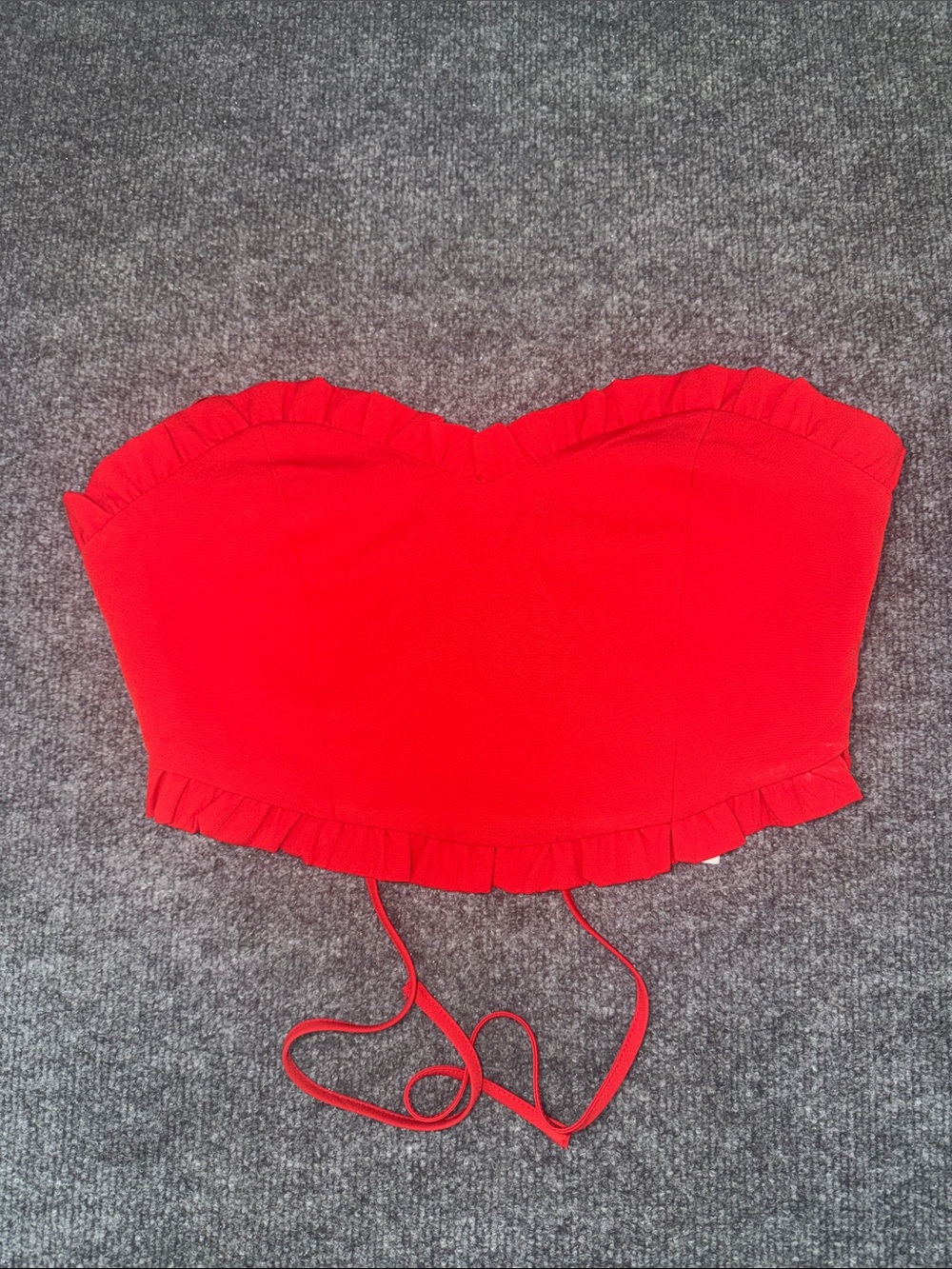 Idem Ditto Sweetheart Women's Red Ruffle Bandeau Crop Top